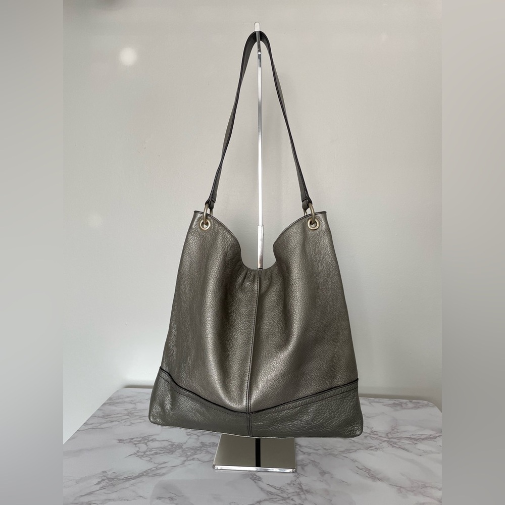 Leather Metallic Tote Shoulder Bag By Banana Republic